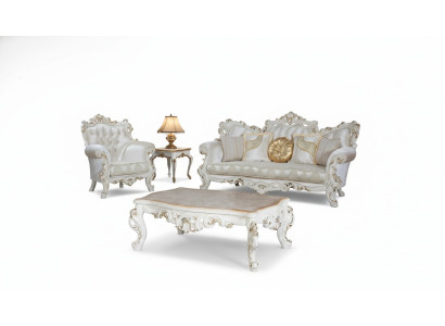 Chesterfield bankstel bekledingset 3+1 zits wit textiel driezitsbank salontafel