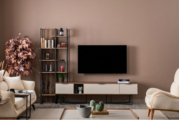 Woonkamer meubels TV standaard boekenkast 240cm hout woonwanden