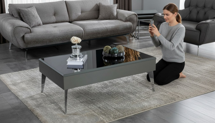 Salontafel Woonkamer Hout Luxe Meubels Moderne Kleur Grijs nieuw