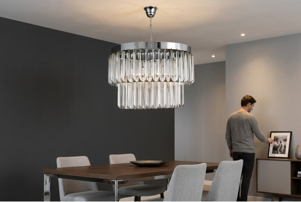 Woonkamer kroonluchter kristallen plafondlamp nieuw grijs modern