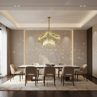 Kroonluchter plafondlamp woonkamer goud luxe verlichting kristal