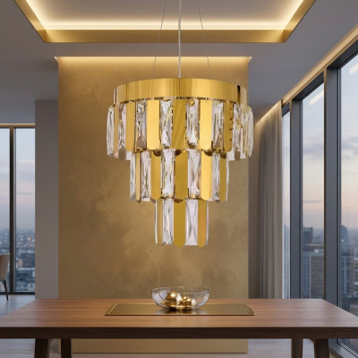 Kroonluchter woonkamer afstandsbediening nieuw goud slaapkamer luxe