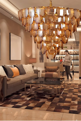 Kroonluchter klassieke lamp woonkamer gouden kristallen plafondlamp.