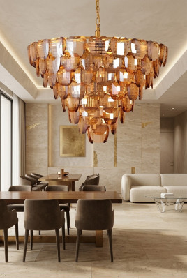 Kroonluchter klassieke lamp woonkamer gouden kristallen plafondlamp.