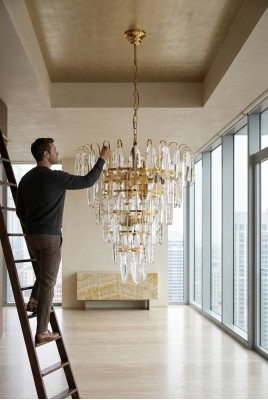Kroonluchter lamp hanglamp woonkamer nieuw modern goud.