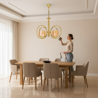 Plafondlamp in goudkleurige luxe plafondkroonluchter glas woonkamer