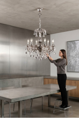Lamp Kroonluchter Licht klassiek Luxe Woonkamer Chroom Kristal