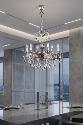 Lamp Kroonluchter Licht klassiek Luxe Woonkamer Chroom Kristal