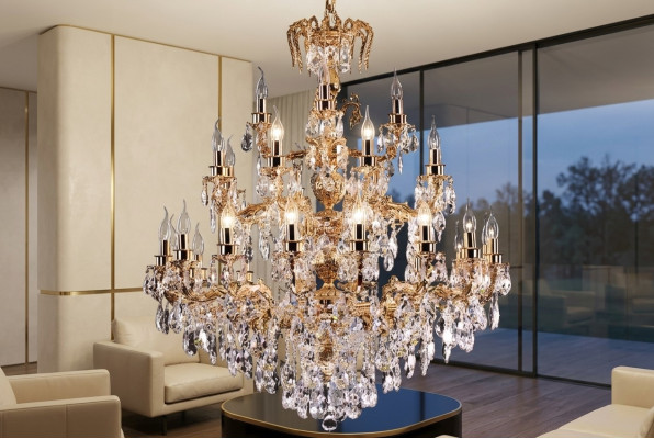 Moderne kroonluchter lamp klassiek luxe woonkamer messing kristal