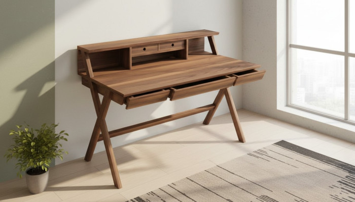 Echt houten bureau Houten meubels Moderne computertafel met laden