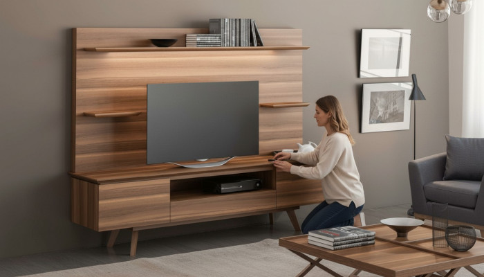 Walnoot natuurlijke luxe rekken Moderne woonkamermeubels Wandplanken Nieuw