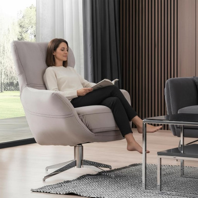 Draaibare fauteuil Relax Club bankstoel Eenpersoonsbank Beklede meubels Beige