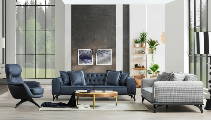 Designer meubel zitgroep 3+3+1 bankstel gestoffeerd meubelbanken