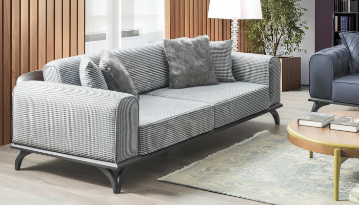 Driepersoons bank sofa 227cm bank banken bekleding meubels textiel stof