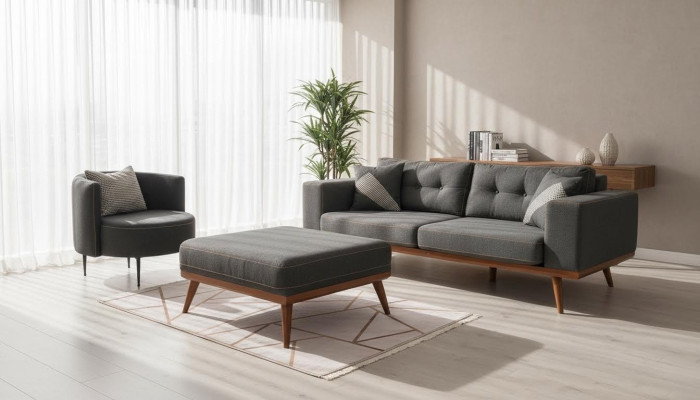 Modern hoekbank met fauteuil Woonkamerset Luxe inrichtingsmeubels 3+1