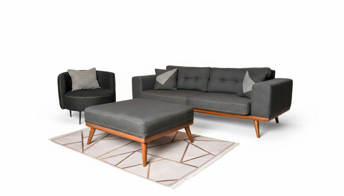 Modern hoekbank met fauteuil Woonkamerset Luxe inrichtingsmeubels 3+1