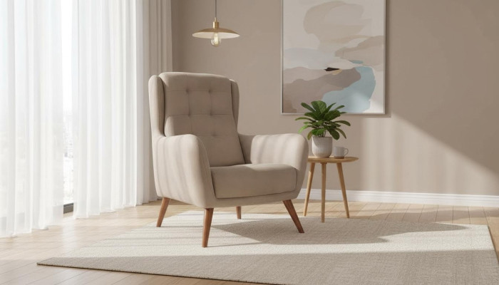 Chesterfield Fauteuil Clubbank Eénzitsbank Bank Bekleding Meubels Beige Relax Nieuw