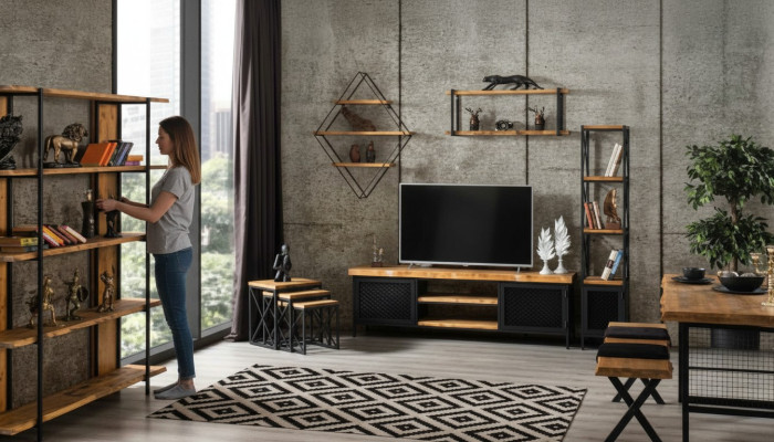 Eetkamerset Eettafel Wandkast Tv-meubel Woonkamerset 5-delig.