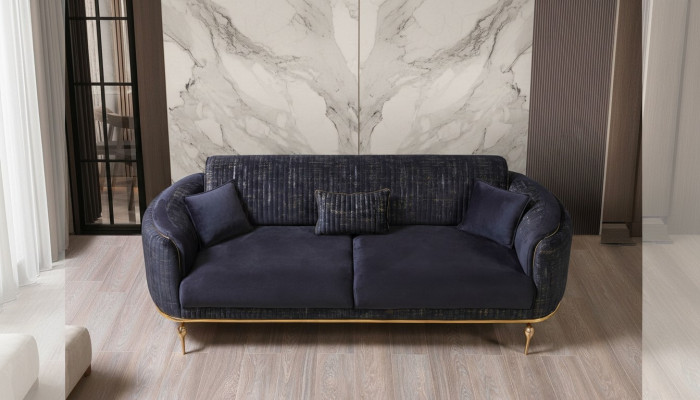 Luxe bankstel 3 zits woonkamer Blauw Modern Bankstel Driepersoons Meubilair