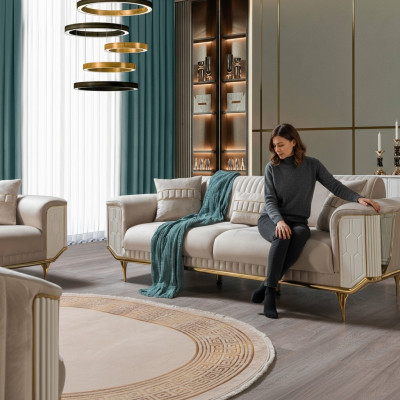Luxe 3-zits bank woonkamer blauw banken ontwerp modern meubilair