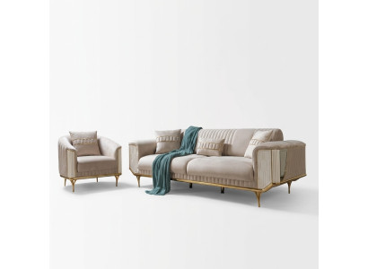 Luxe bankstel 3-zits woonkamer Beige Moderne design 234cm Bankstellen Meubels