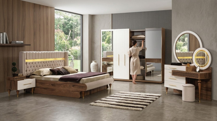 Slaapkamer set 5-delige design luxe bed Chesterfield complete set