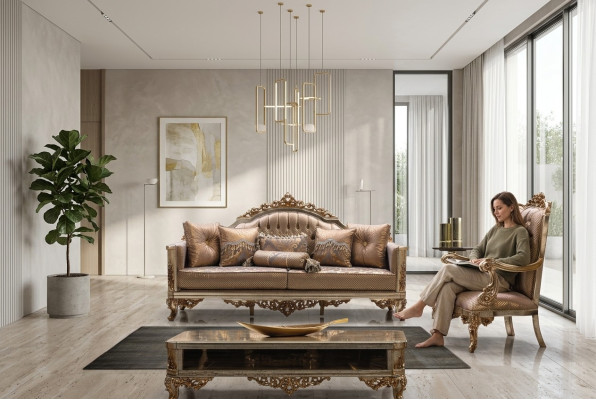 Sofa Set 3+1 Zits Gouden salontafel Bankstel Woonkamer Luxe Nieuw