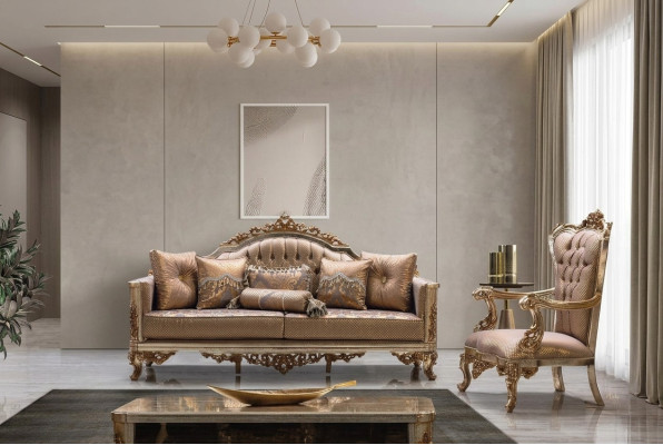 Sofa Set 3+1 Zits Gouden salontafel Bankstel Woonkamer Luxe Nieuw