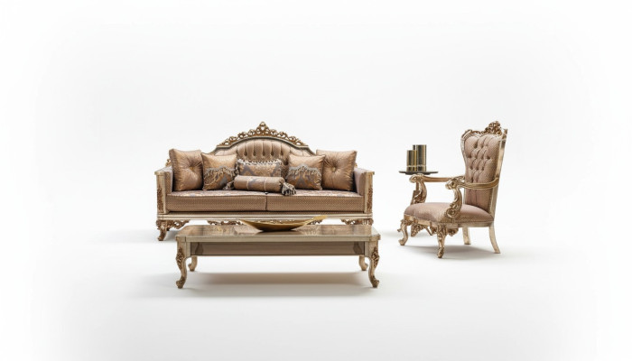 Sofa Set 3+1 Zits Gouden salontafel Bankstel Woonkamer Luxe Nieuw