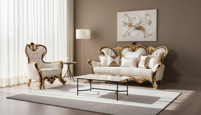 Koninklijke bankstel set 3+1 zits bank fauteuil Klassiek design Luxe woonkamer