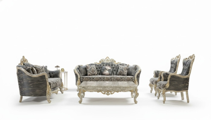 Klassieke Chesterfield Barok Bankstel Woonkamer Meubel Compleet Set 5-delig