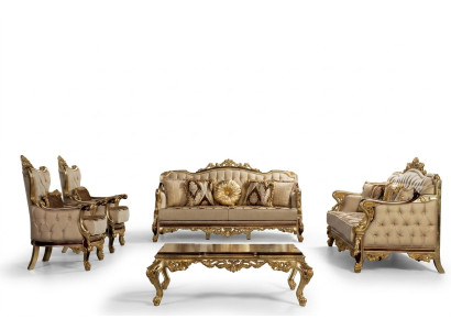 Klassiek bankstel salontafel fauteuil bank 5-delige Chesterfield meubel