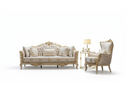 Bankstel 3+1 bank fauteuil woonkamer luxe bankstel textiel nieuw