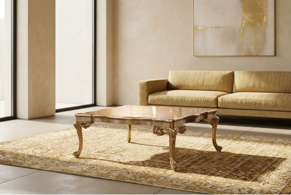 Barok Rococo Gouden massief houten salontafel voor de woonkamer.