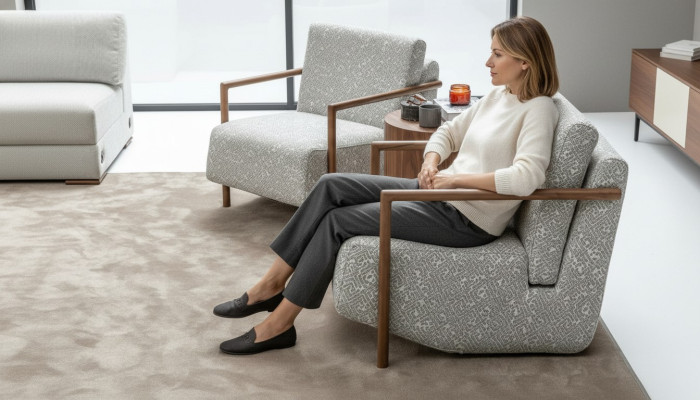 Fauteuil woonkamer meubels design modern gestoffeerd 1-zits relax grijs club.