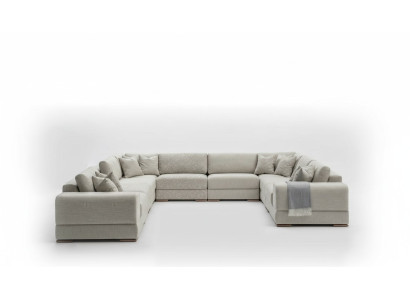 Hoekbank U-vorm Grijs Bank Luxe Design Meubels Woonlandschap Stof