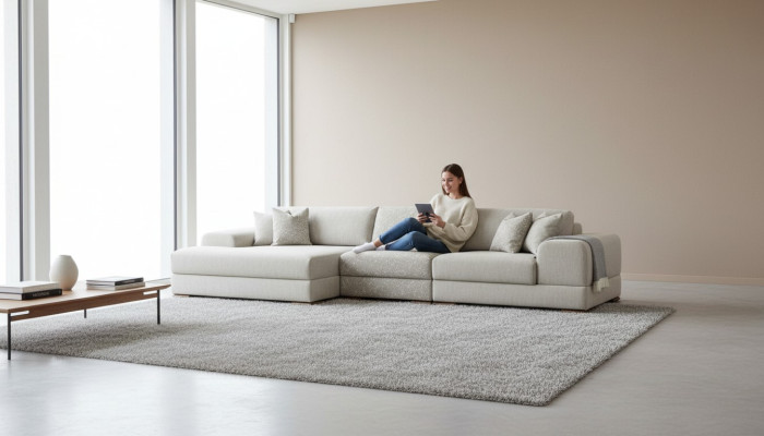 Hoekbank L-vormige woongebied luxe grijs bank bank modern meubilair