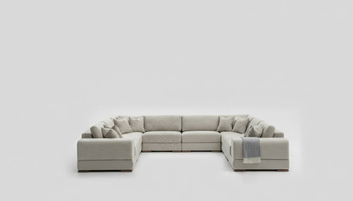 Bank U-vorm Modern Design Luxe Woonkamer Grote Grijze Hoekbank Nieuw