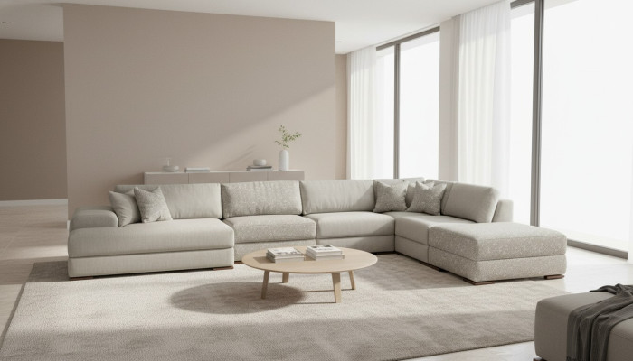 Hoekbank woonlandschap stof Big Sofa bank U-vorm gestoffeerde bank 150x425x290