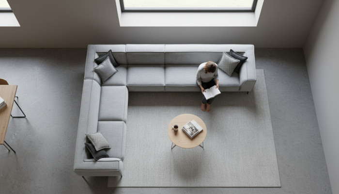 Hoekbank L-vorm bank woonkamer ontwerp 400x310 bank doek textiel