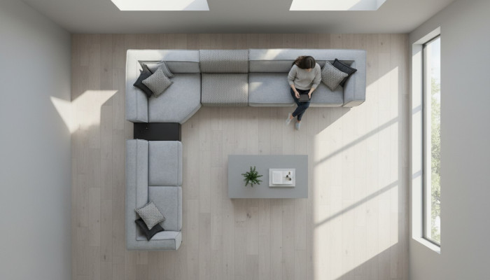 Hoekbank Stof Modern Design Gestoffeerde Bank 430x375cm Bank L-vorm Bankstellen