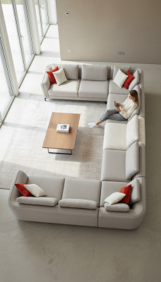 Hoekbank U-vorm Luxe Woonkamer Beige Gestoffeerde Bank Moderne Stijl Nieuw