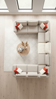 Hoekbank U-vorm Luxe Woonkamer Beige Gestoffeerde Bank Moderne Stijl Nieuw