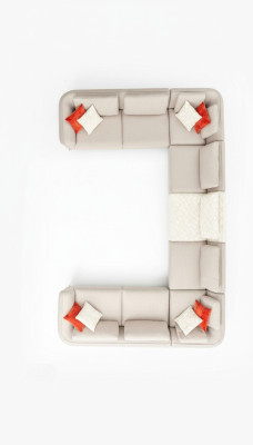 Hoekbank U-vorm Luxe Woonkamer Beige Gestoffeerde Bank Moderne Stijl Nieuw