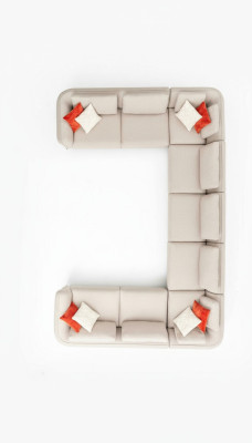 Bank U-vorm Luxe woonkamer hoekbank Beige gestoffeerde bank Modern designstijl
