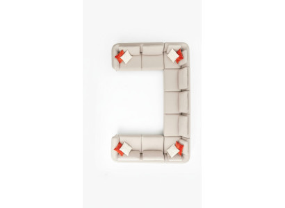 Bank U- Vorm Woonkamer Hoekbank Beige Gestoffeerde Bank Modern Design