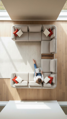 Bank Beige Woonkamer Gestoffeerde Bank Modern Ontwerp Hoekbank U-Vorm Nieuw