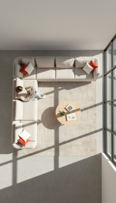 Hoekbank bank L-vorm Luxe woonkamer Beige gestoffeerde bank meubels 402x402cm