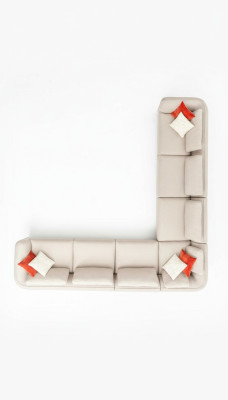 Hoekbank bank L-vorm Luxe woonkamer Beige gestoffeerde bank meubels 402x402cm