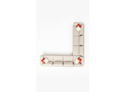 Hoekbank bank L-vorm Luxe woonkamer Beige gestoffeerde bank meubels 402x402cm